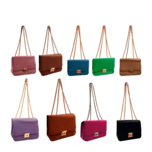 Bolsa pequeña rígida con broche doble asa cadena, color surtido / rs-…
