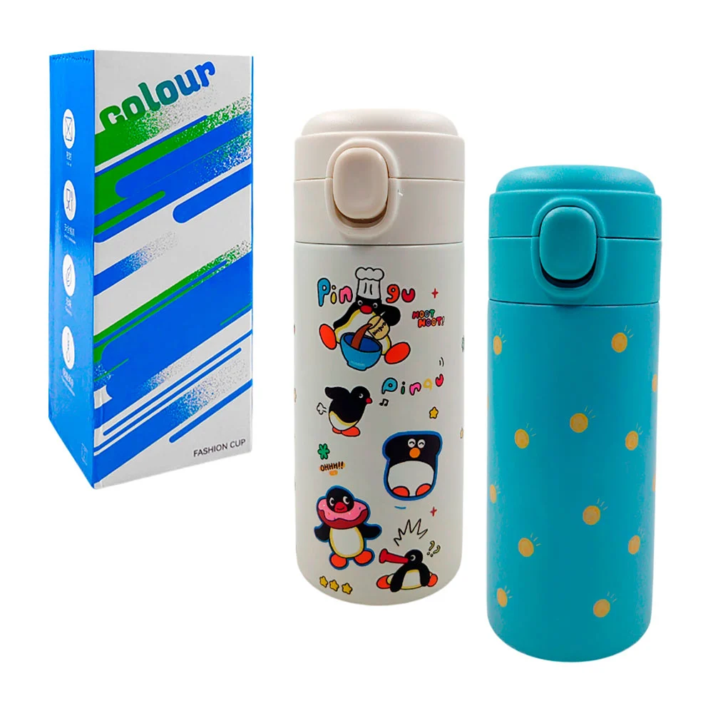 Botella termo de acero inoxidable con estampado animado / colour / fa…