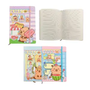 Agenda rectangular con estampado de capibaras animados, separador y r…