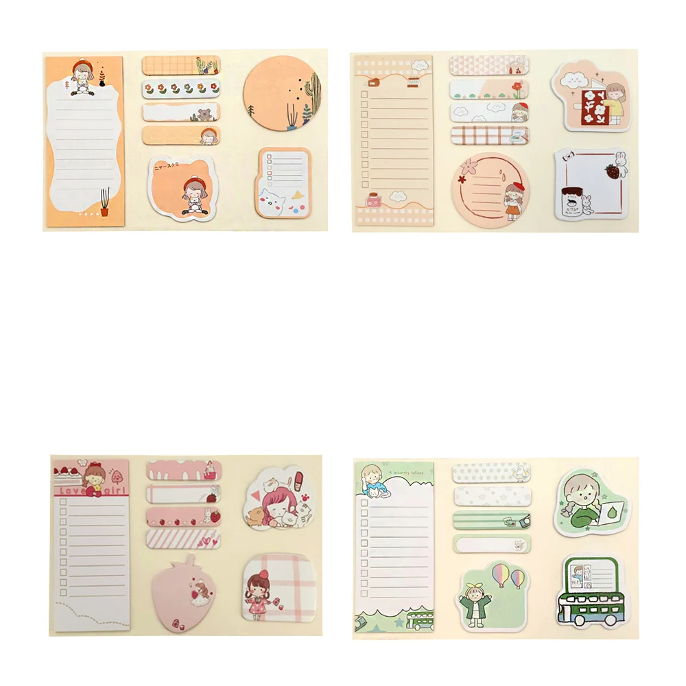 Planilla de post it - notas adhesivas con 8 diseños y formas diferent…