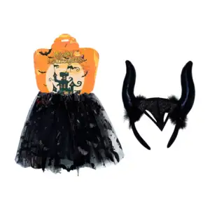 Disfraz infantil con falda de tul + diadema de cuernos con plumas / t…