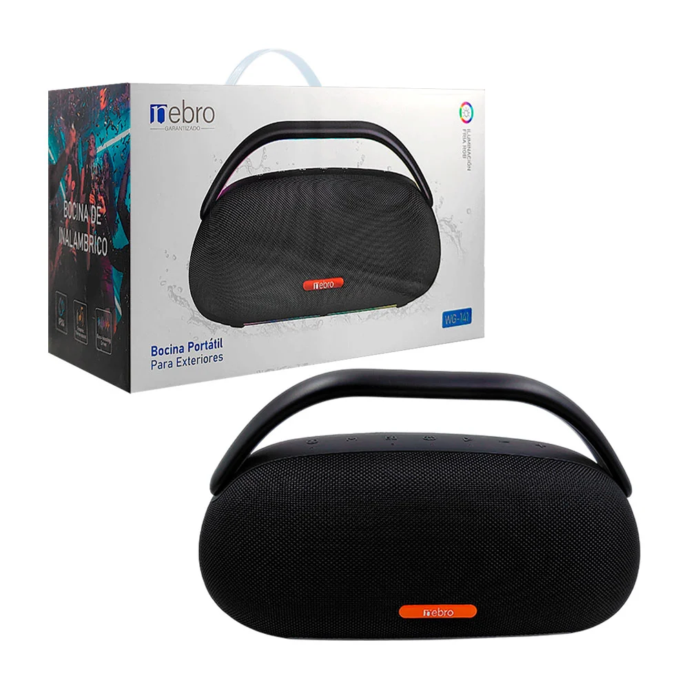 Bocina nebro portátil bluetooth con luz rgb, múltiples conectores / w…