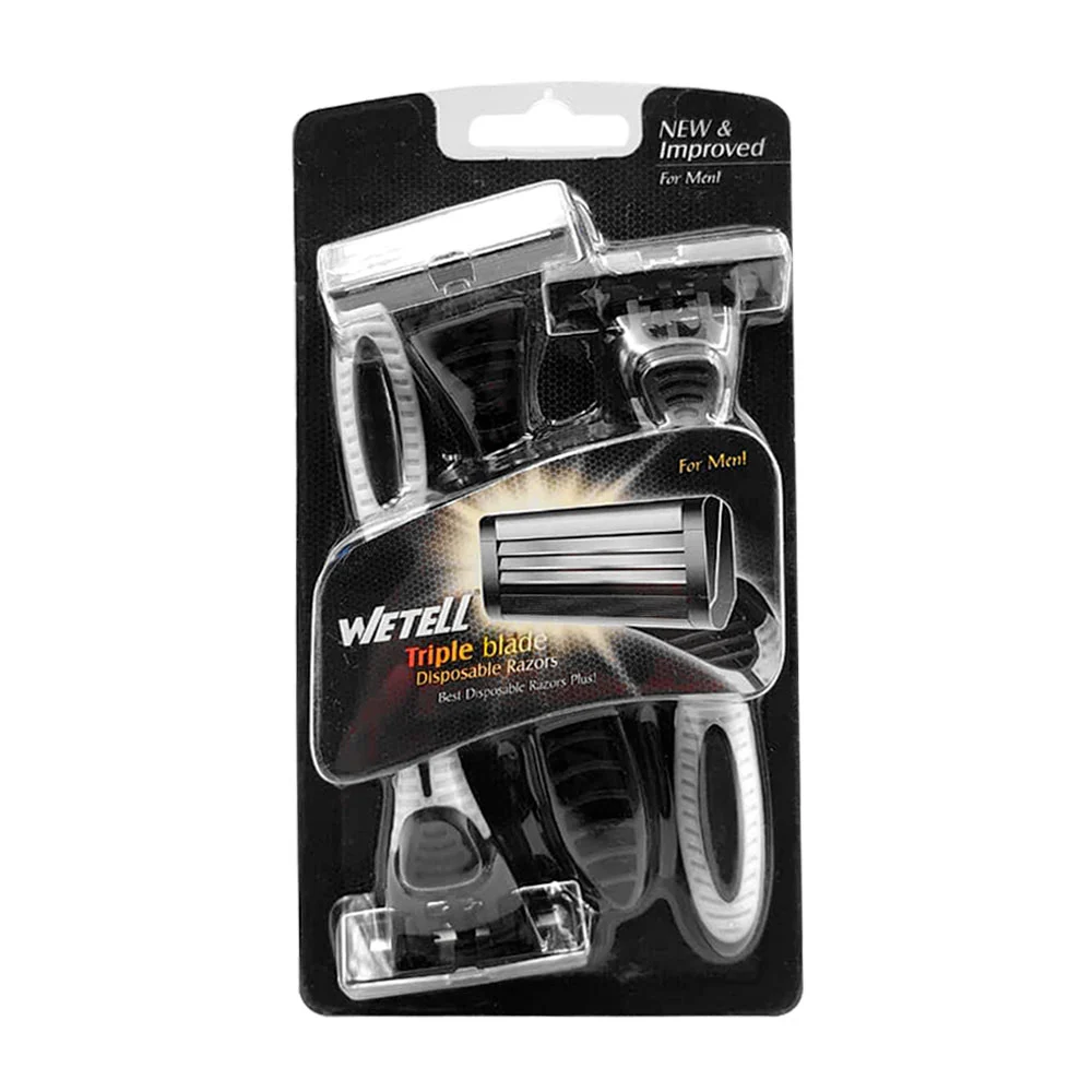 Blíster de 3 rastrillos para hombre con 3 cuchillas de acero inoxidab…