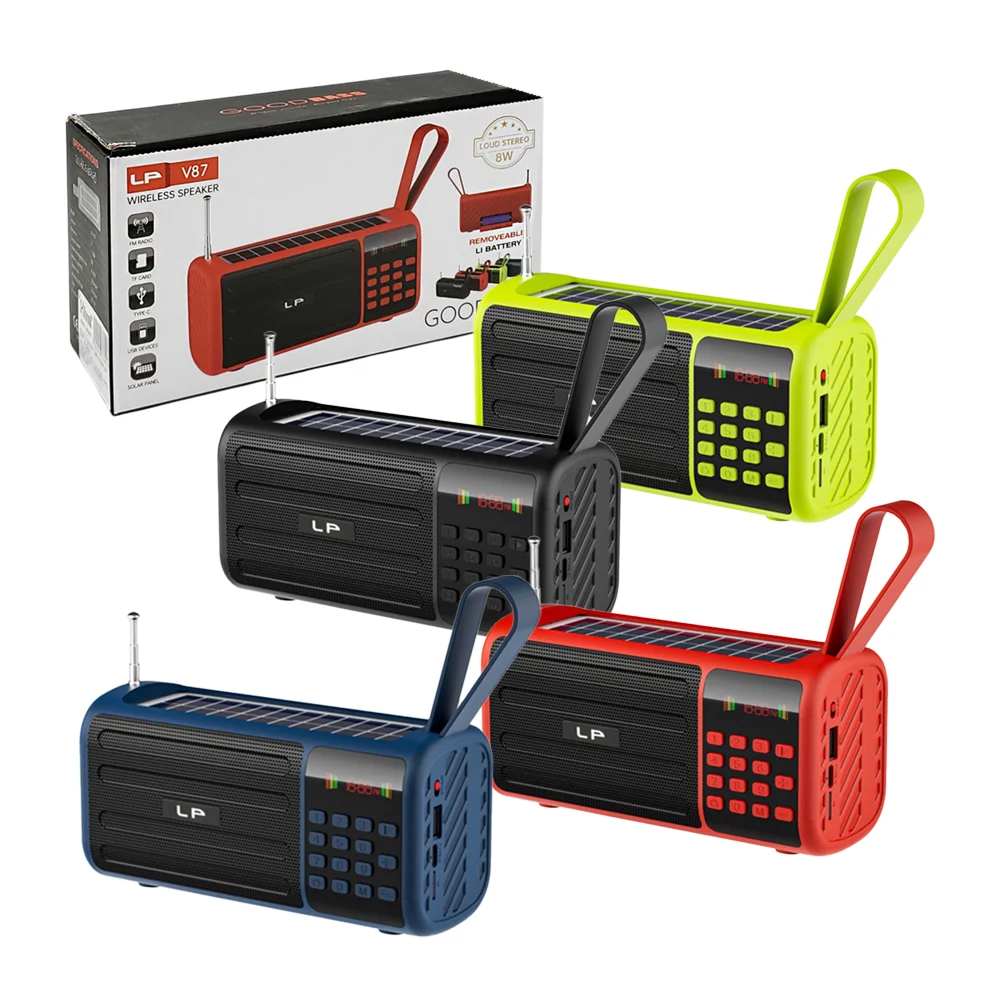Bocina rectangular v87 con panel solar, radio fm, puerto usb-tf / xm-…