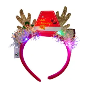 Diadema navideña con cuernos, escarcha y luz lud, variedad de colores…
