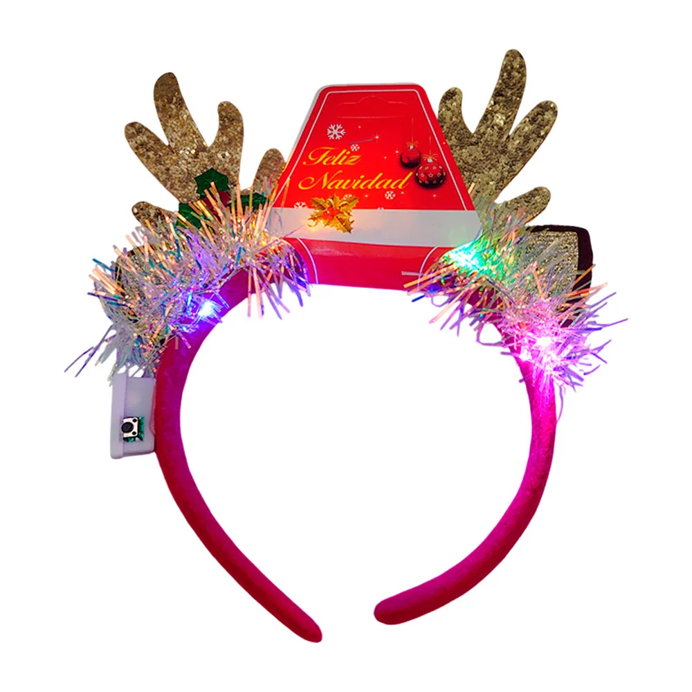 Diadema navideña con cuernos, escarcha y luz lud, variedad de colores…