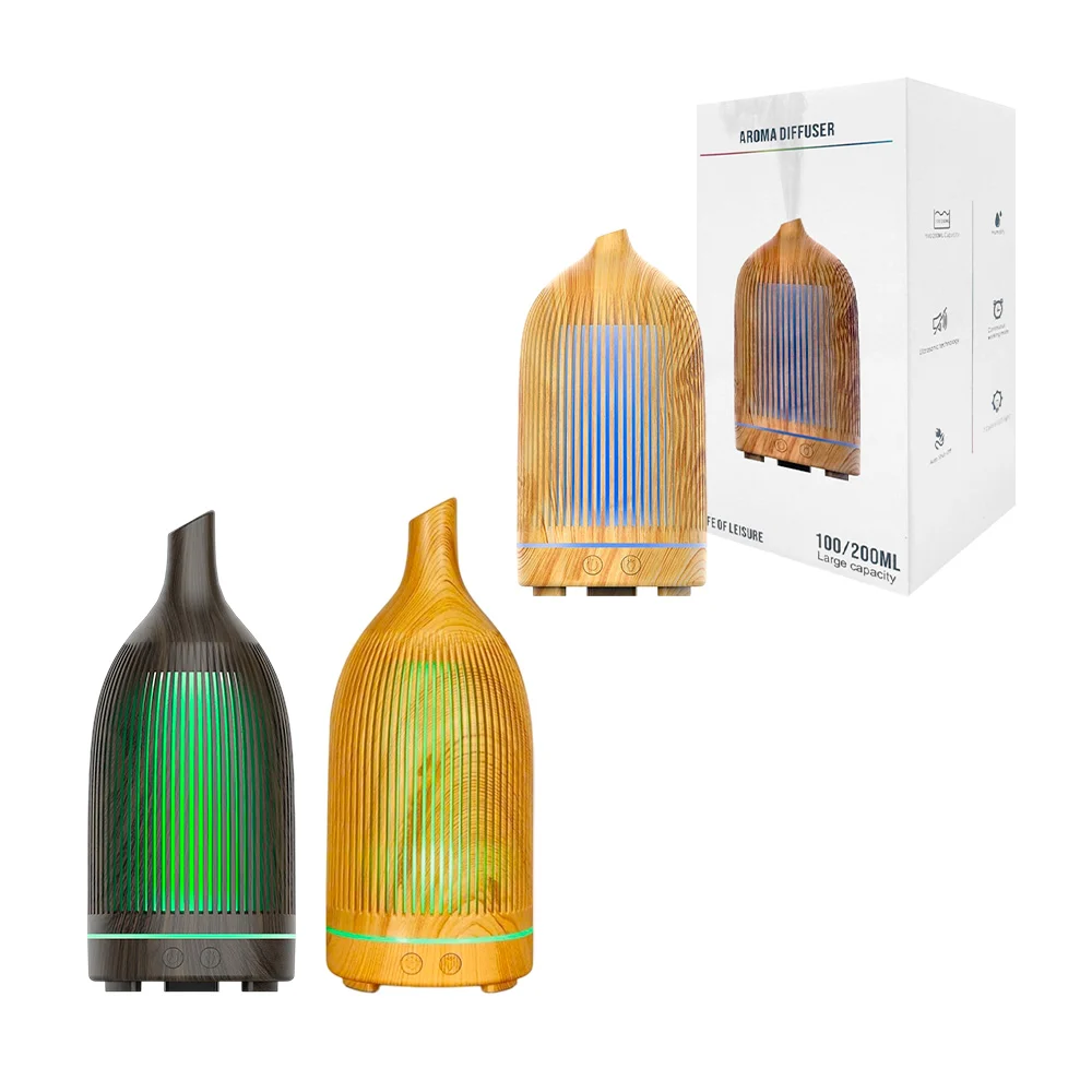 Humidificador redondeado, con acabado estilo bambú de 200ml, modelos …