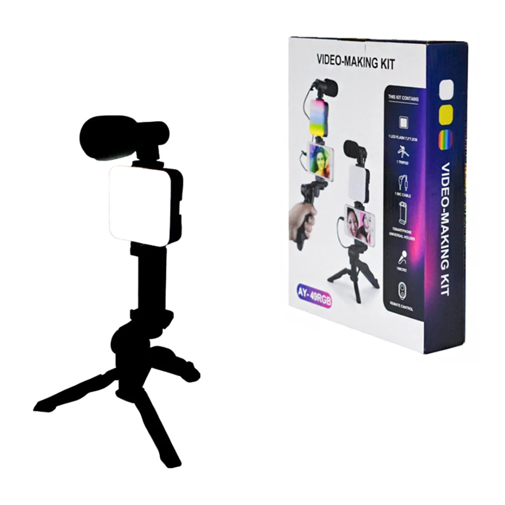 Kit para grabar videos microfono + luz exterior, soporte para el celu…