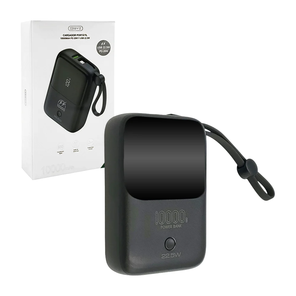 Power bank byz de 10000mah, carga rápida pantalla digital y múltiples…