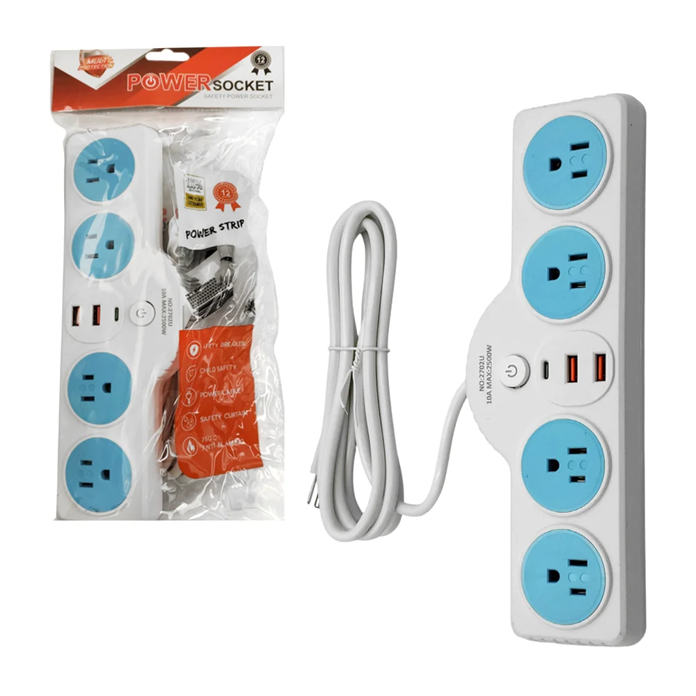 1pza Extensión multicontactos con 4 tomacorrientes, 2 entradas usb y …