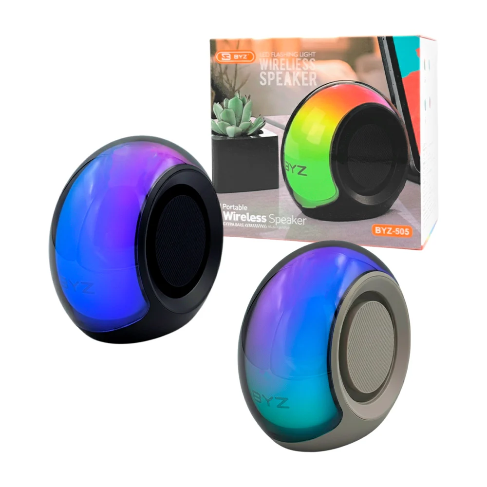 Bocina byz pequeña redonda sonido 360° multi conexiones, color surtido
