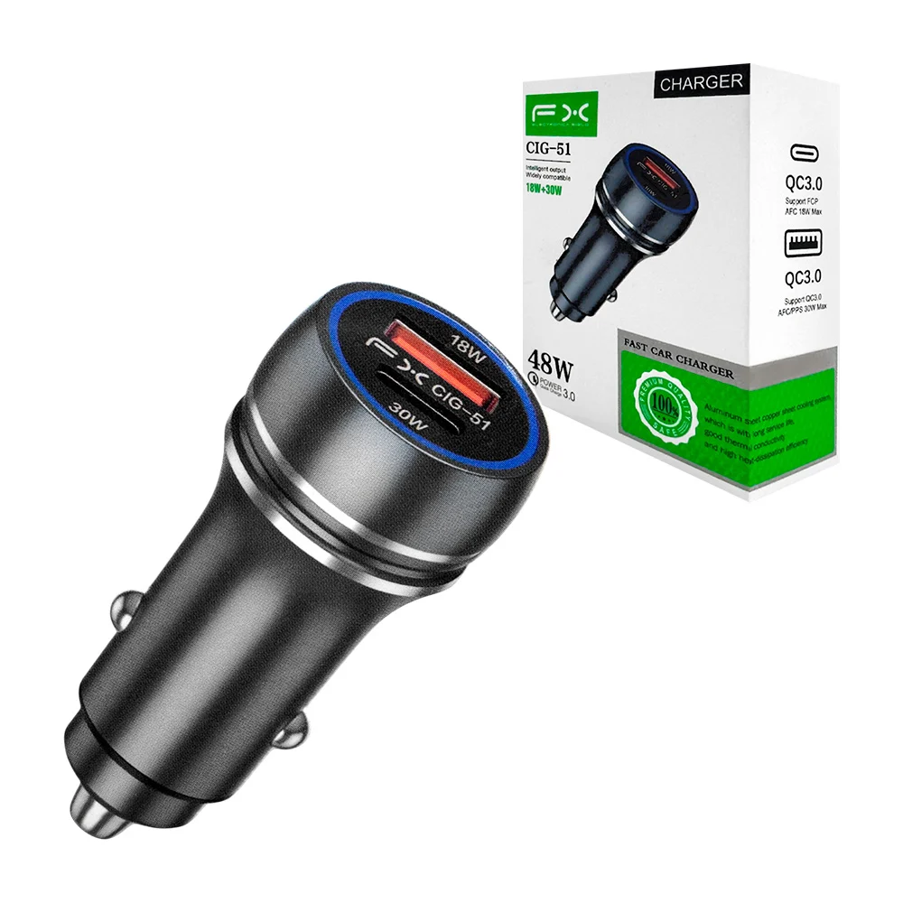 Cargador plug fx con puerto usb-tipo c, 18-30w para coche, 48w / char…