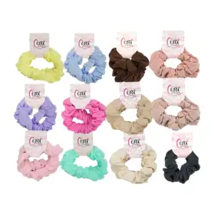 Paquete con 12 blísters con dos donas corrugadas de tela, colores var…