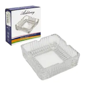 Cenicero de vidrio 10.5x3.5cm con diseño en relieve / ashtray / e4194