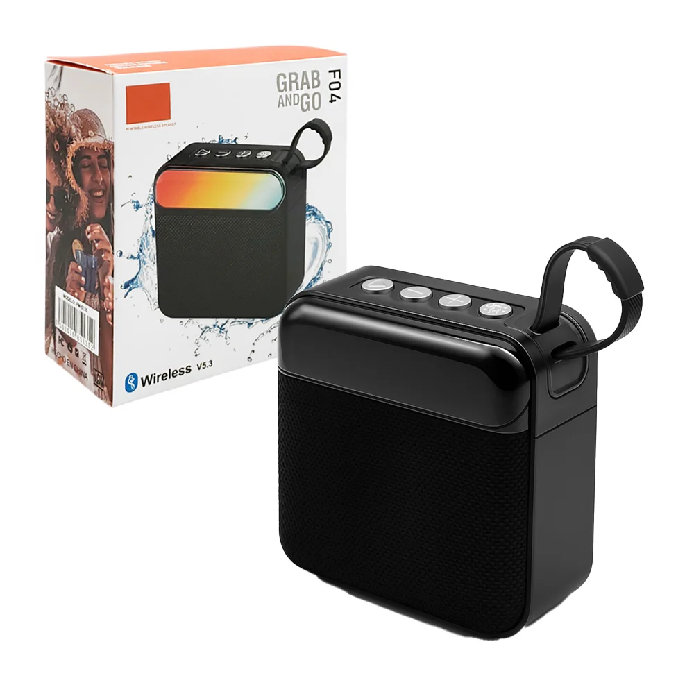 Mini bocina cuadrada bluetooth f04 con puerto usb-tf y luces rgb / gr…