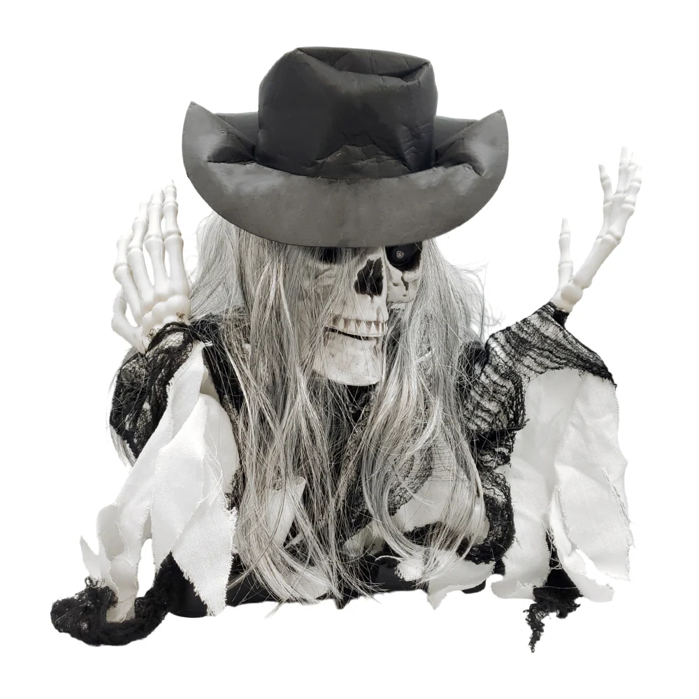 Adorno decorativo de calavera móvil con sombrero, luz y sonido / gui-…