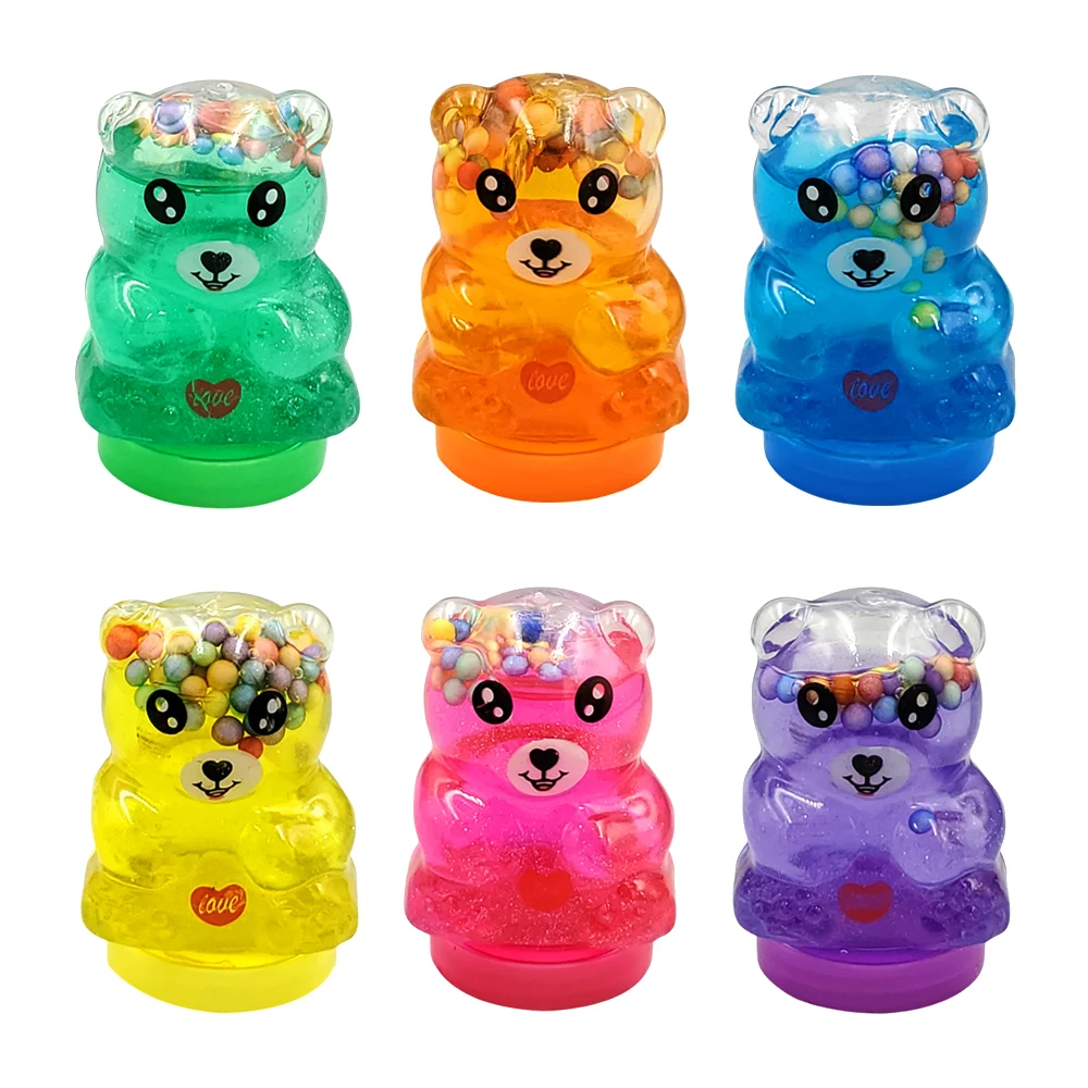 1pza Mini bote en forma de oso + slime con bolitas de colores / h-1733 / sjn-517