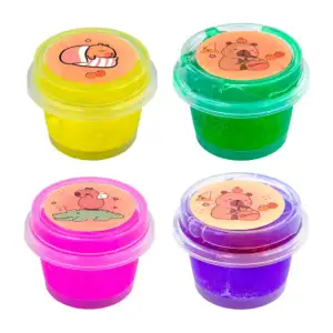 1pza Mini bote de slime brilloso con calcomanía de capibara, variedad…