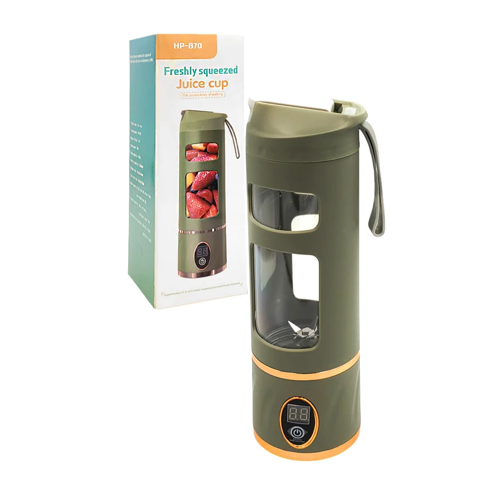 Vaso licuador para jugo, casero, recargable, con asa e indicador de p…