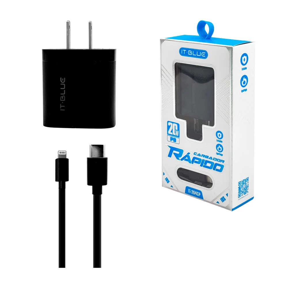 Blíster de cargador con cubo de 20w y cable tipo c a lightning / it b…