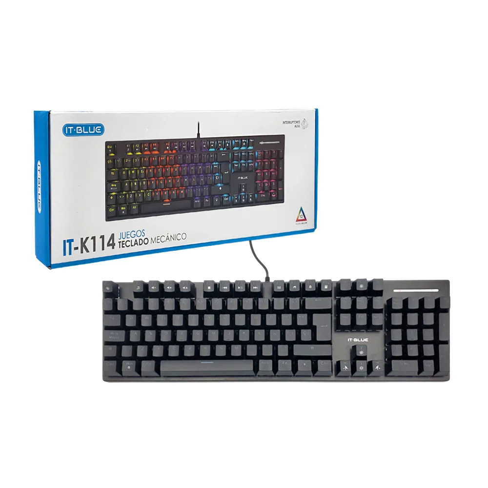 Teclado alámbrico gamer, teclas mecánicas, luz rgb, teclas anti-ghost…