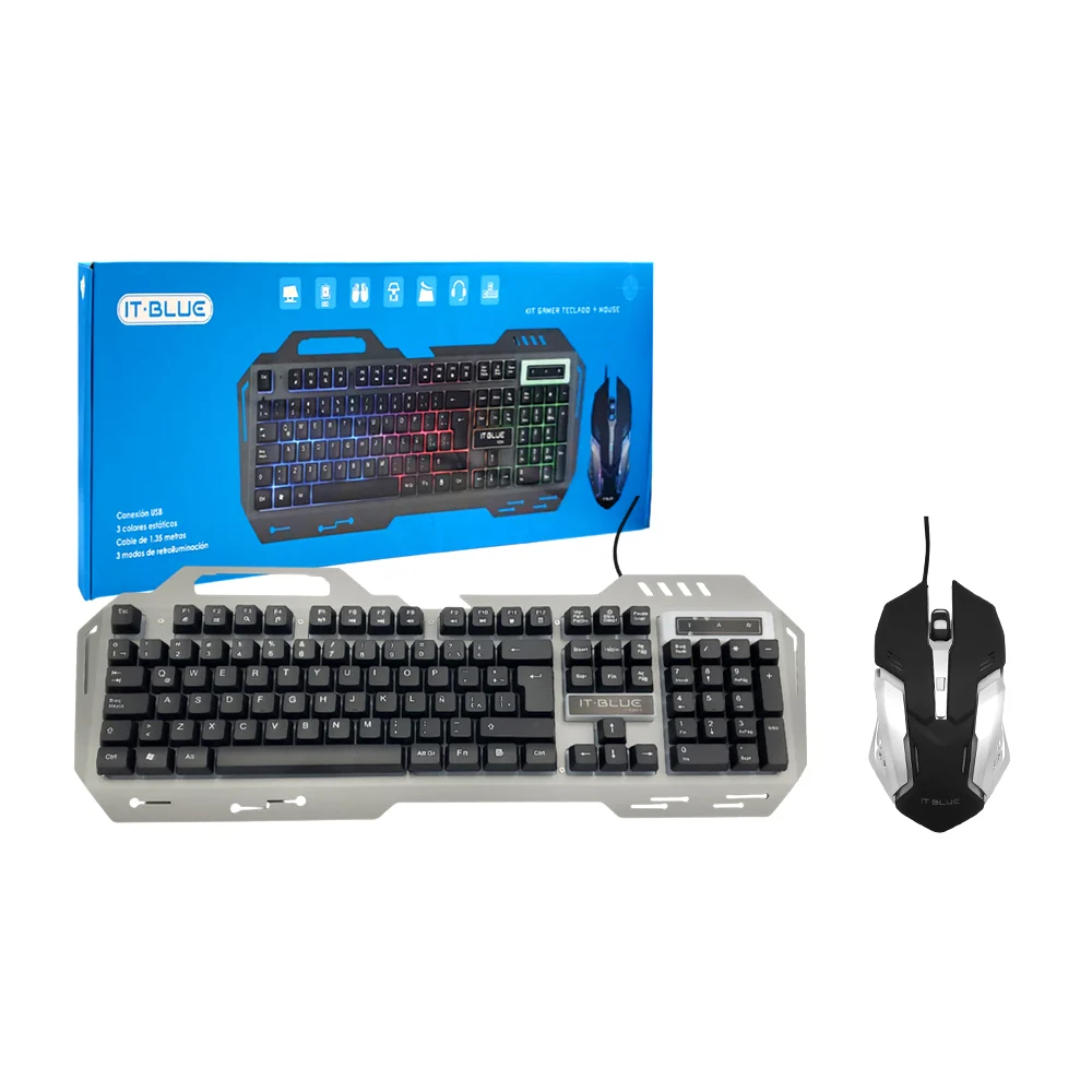 Kit de teclado y ratón gamer alámbricos, con iluminación rgb y diseño…