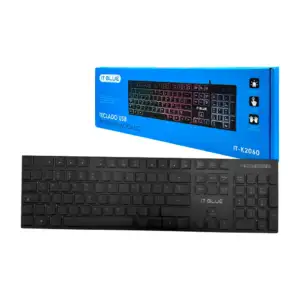 Teclado alámbrico con luz rgb, diseño ergonómico, sistema silencioso