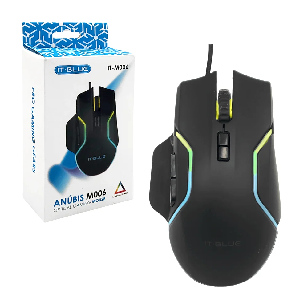 Ratón gamer alámbrico, con cable mallado, botones laterales e ilumina…