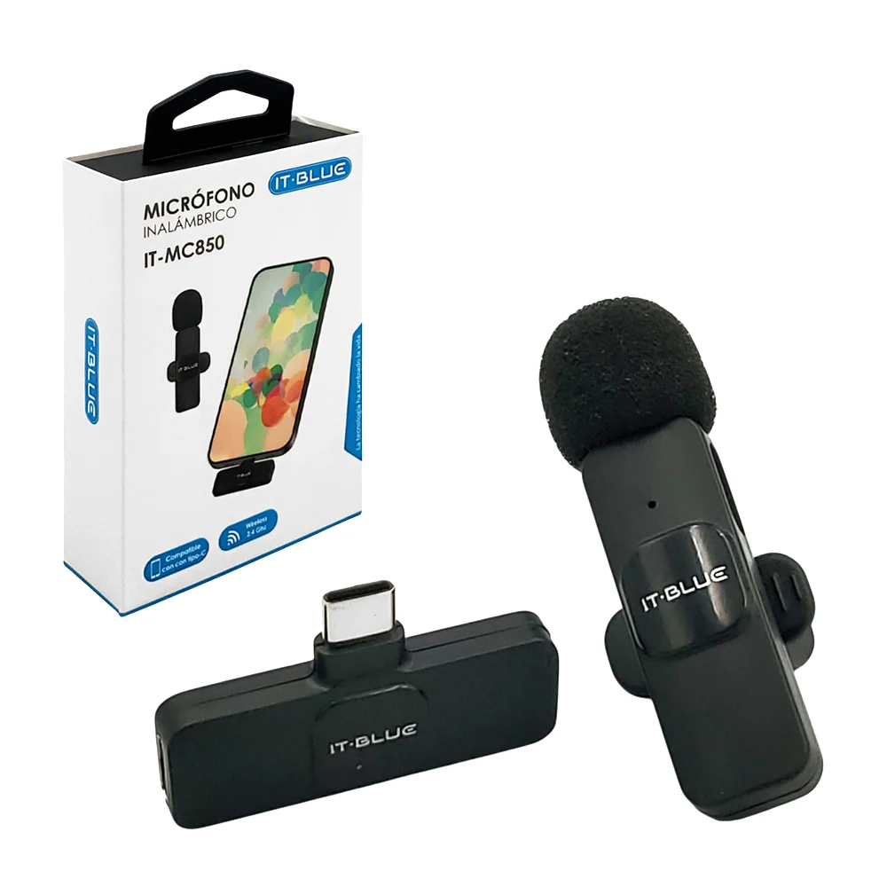 1pz Micrófono de solapa inalámbrico para celular con entrada tipo c, …