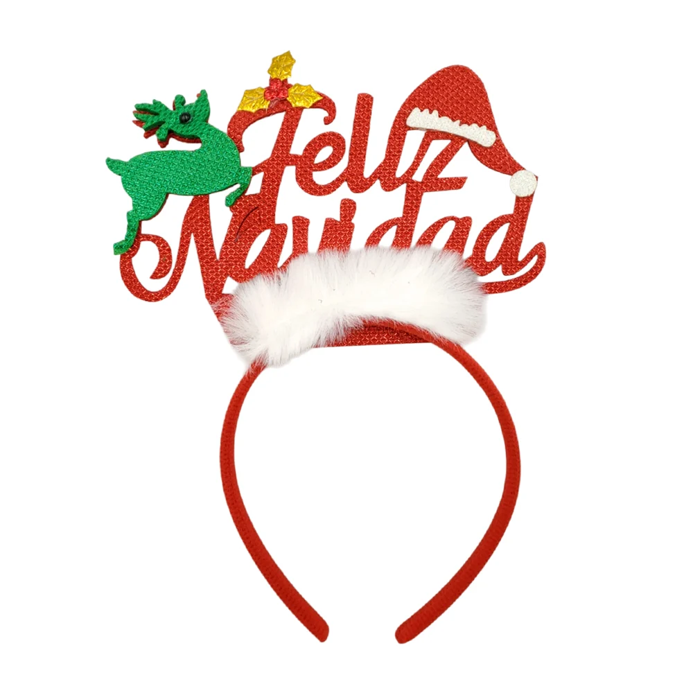 1pza Diadema decorada con reno, peluche y letrero de feliz navidad / …