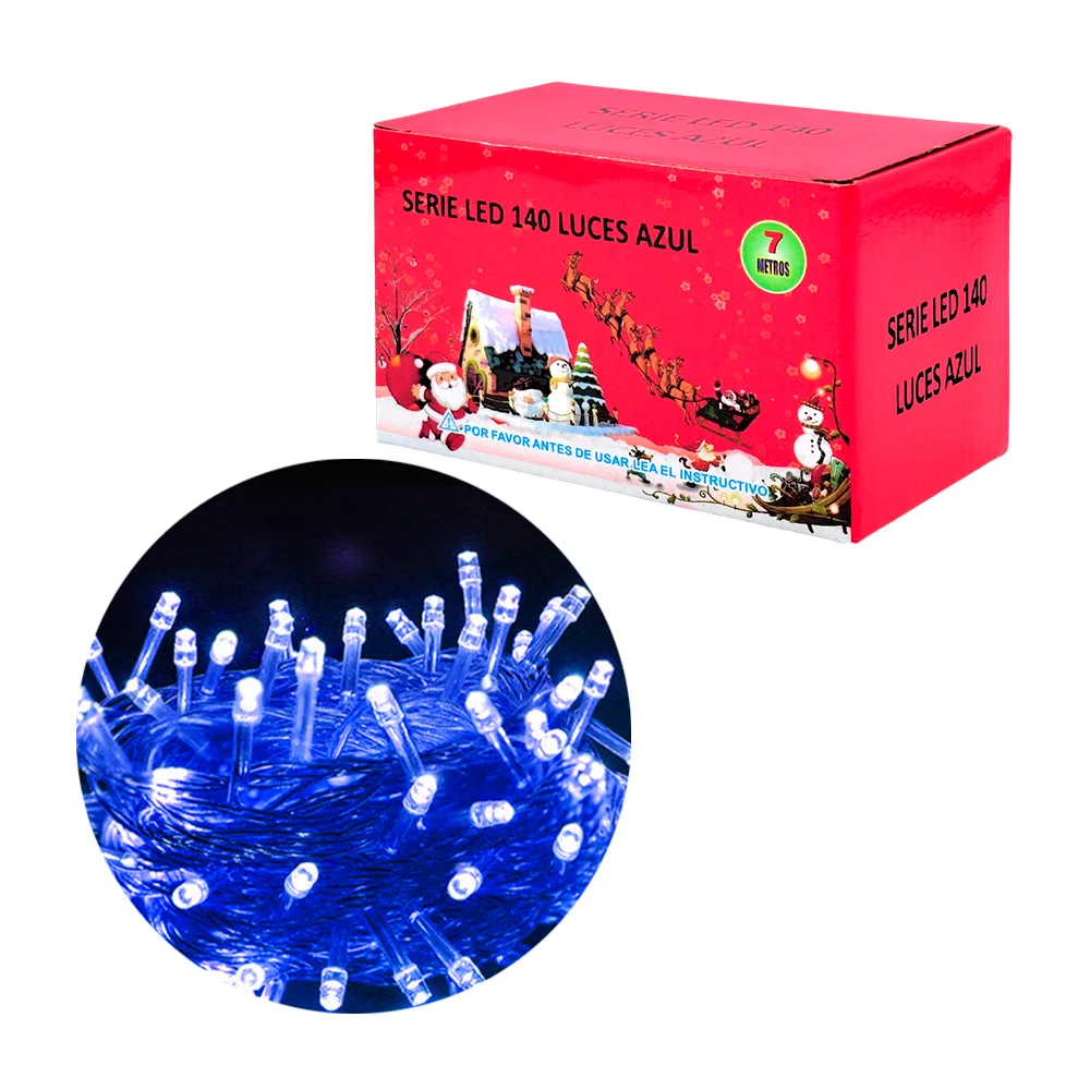 Serie navideña de 7m con cable transparente y 140 luces en color azul…