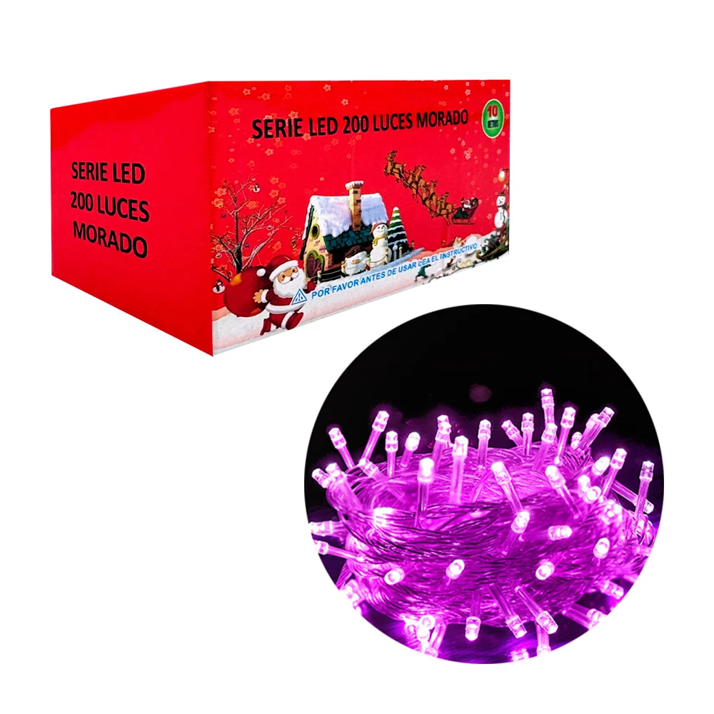Serie navideña de 10m con cable transparente y 200 luces en color mor…