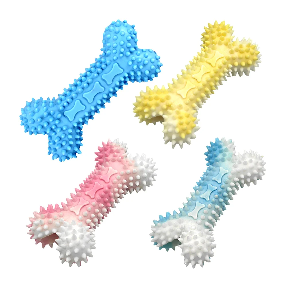 Mordedera para perro en forma de hueso con detalle de huesos y picos,…