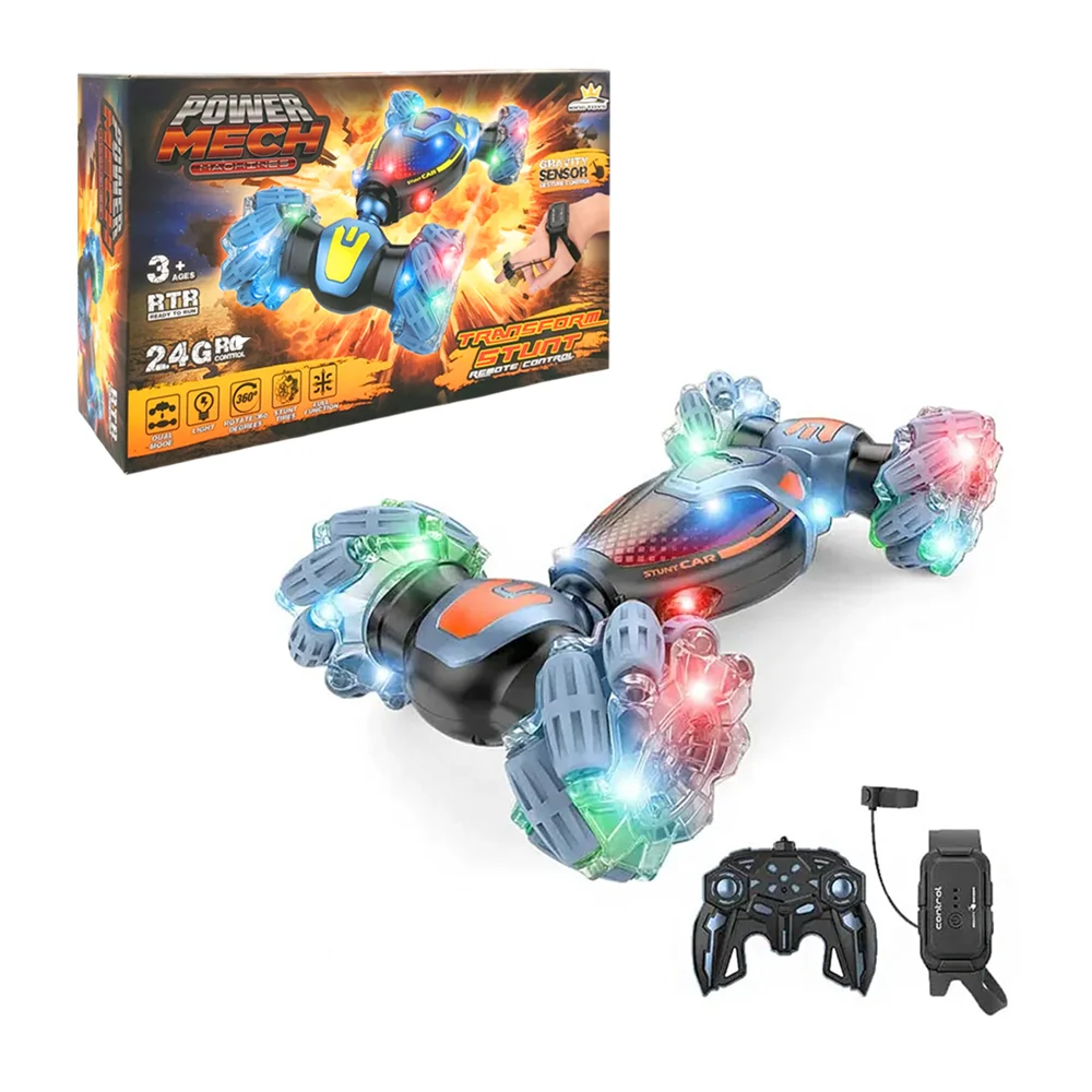 Carro power mech deformable con reloj de mando, luces y rotación de 3…