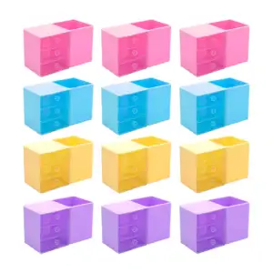 Paquete con 12 mini organizadores de plástico con 3 cajoncitos y calc…