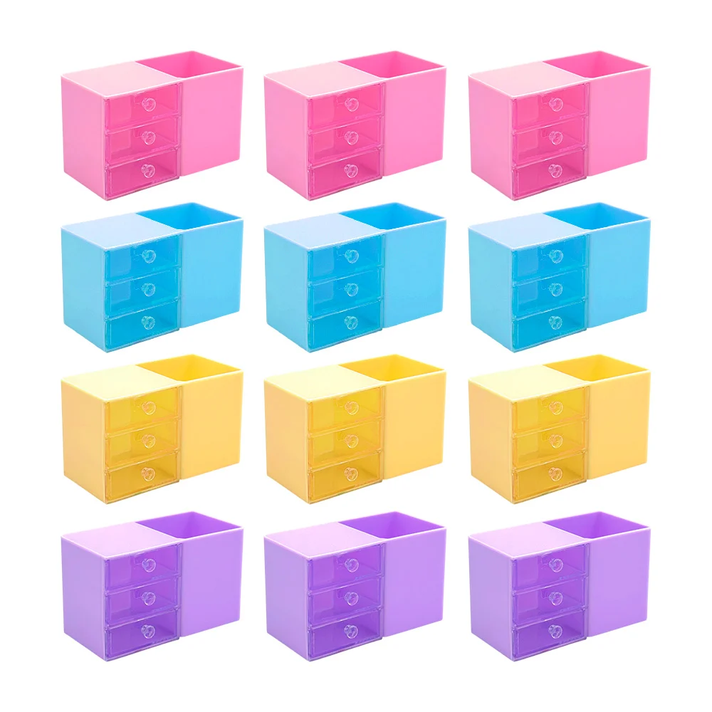 Paquete con 12 mini organizadores de plástico con 3 cajoncitos y calc…