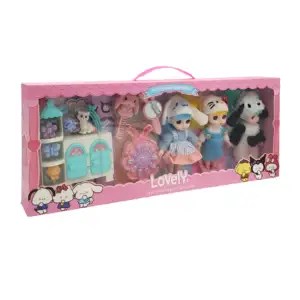 Blíster de 3 muñecas con pijama de personajes, gatito, ropero y acces…