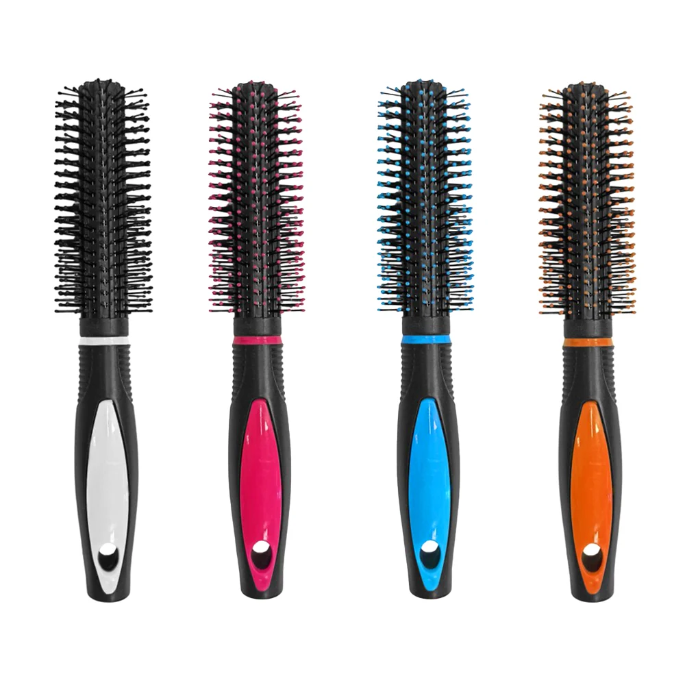 Cepillo redondo para cabello grande, de plástico bicolor, colores var…