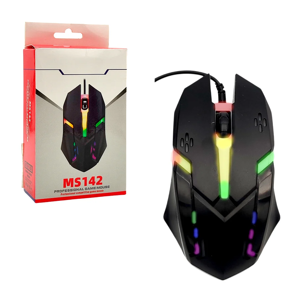 Mouse gamer alámbrico usb con luces led rgb y diseño ergonómico / ms1…