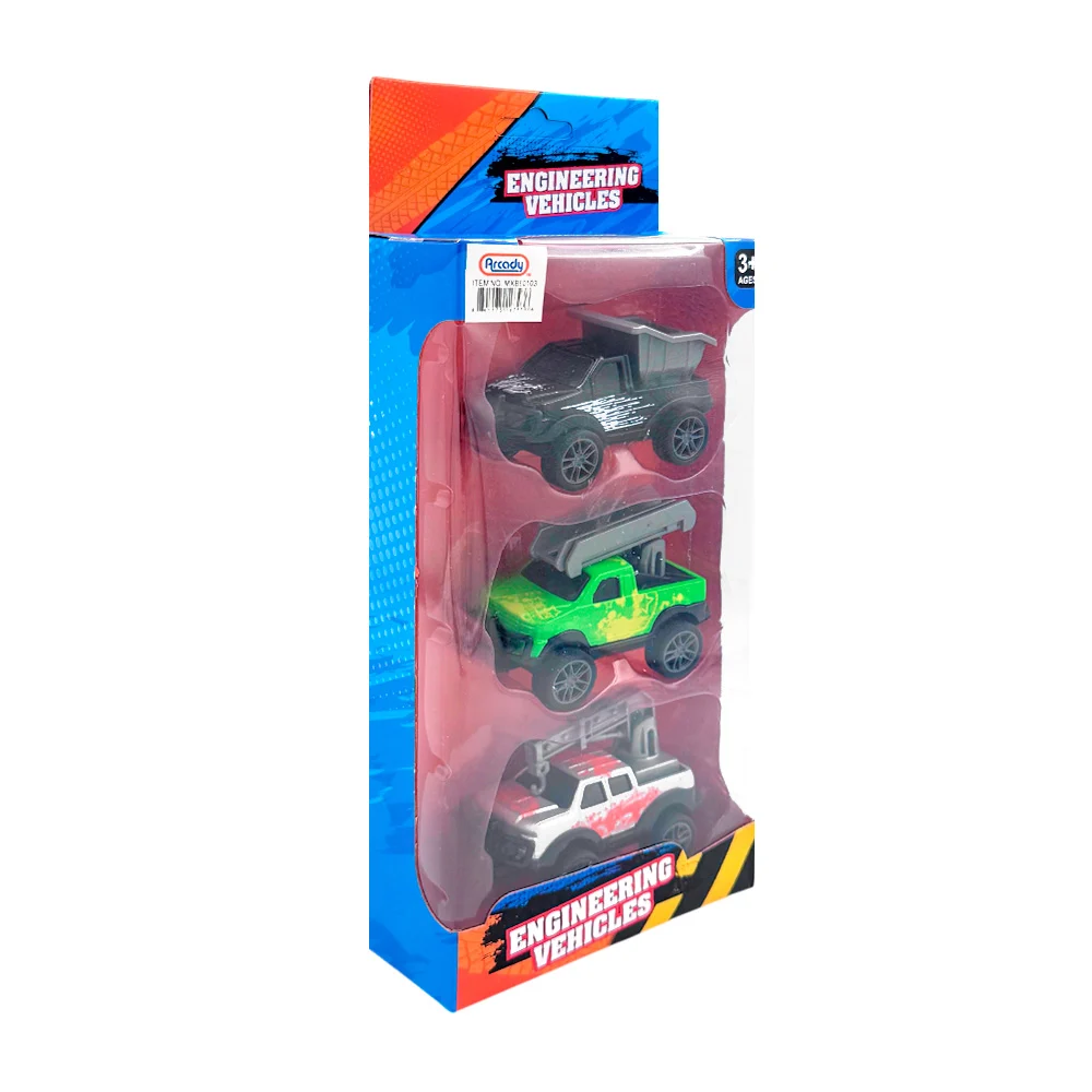 Blíster con 3 mini carritos para construcción, variedad de colores / …