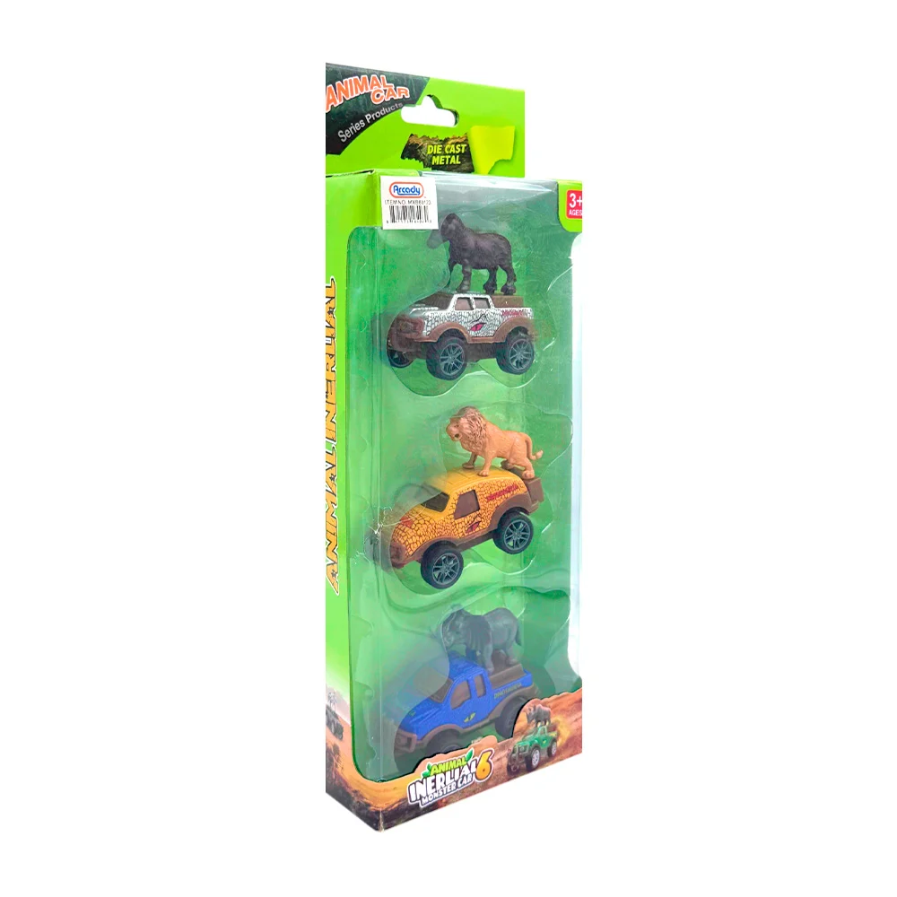 Set con 3 carritos animal safari, pequeños metálicos, variedad de mod…