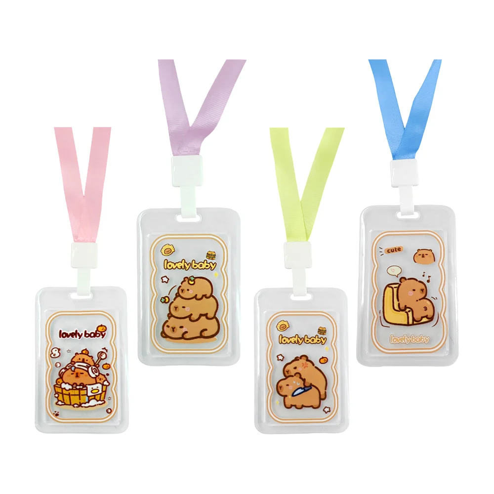 1pza Portagafete transparente vertical con estampado de capibara, var…