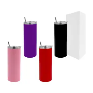 Termo liso de acero inoxidable con popote metálico, 500ml, varios col…