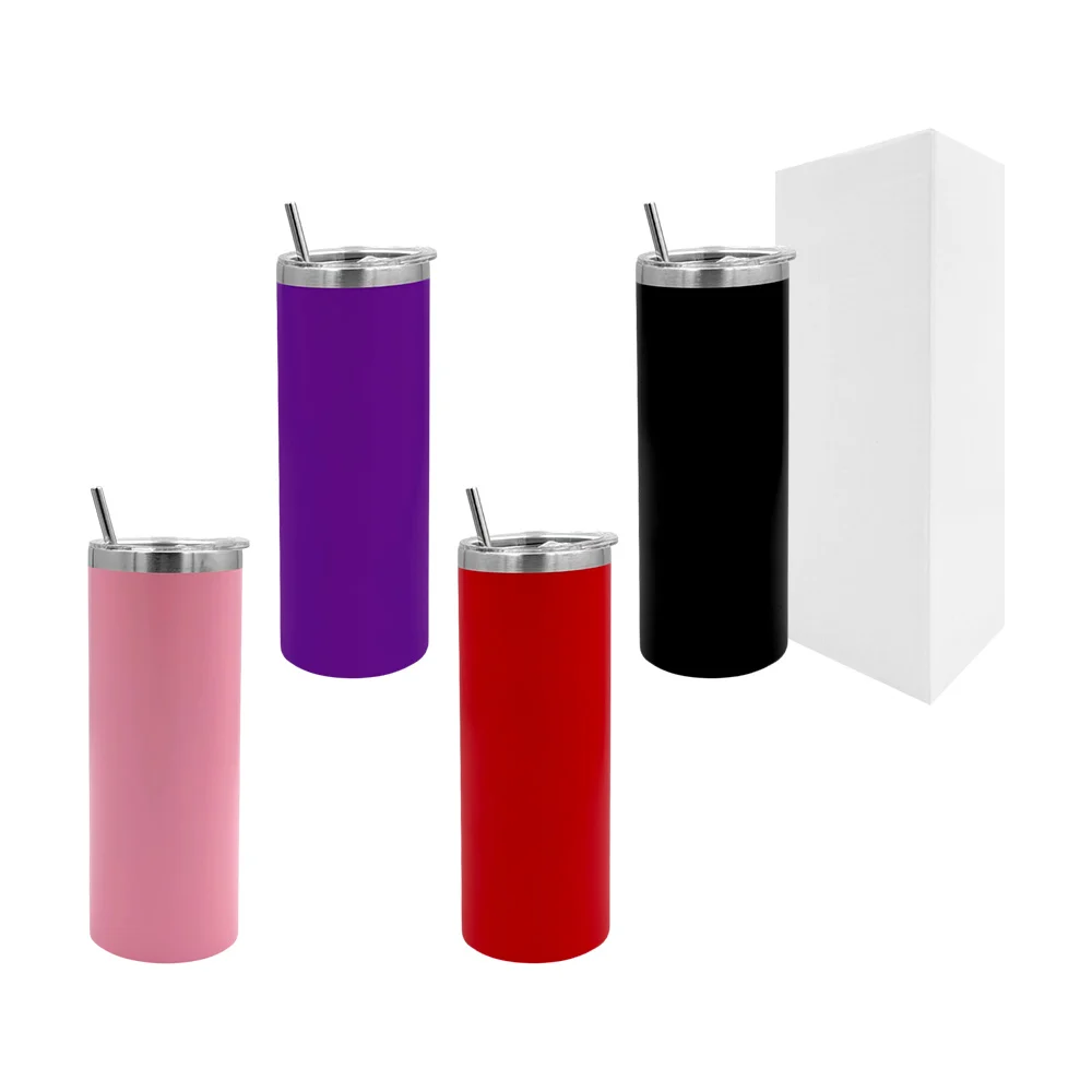 Termo liso de acero inoxidable con popote metálico, 500ml, varios col…