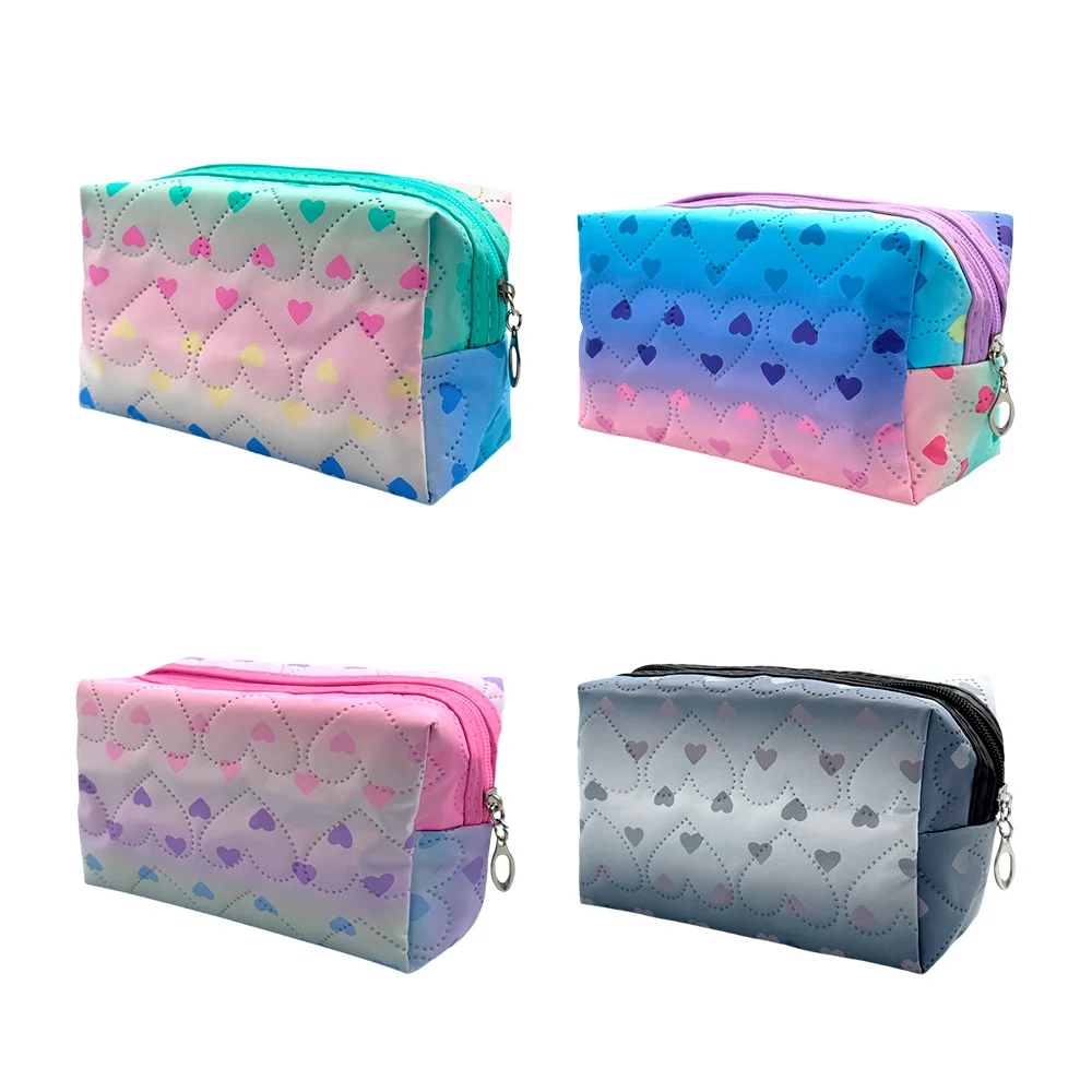 Cosmetiquera con relieve y estampado de corazón, multicolor degradado…