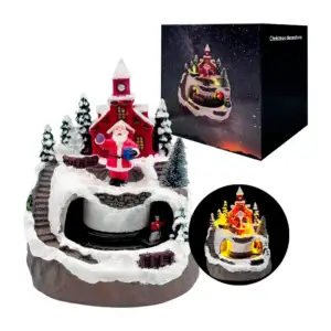 Adorno decorativo músical navideño de santa claus y tren movil con luz