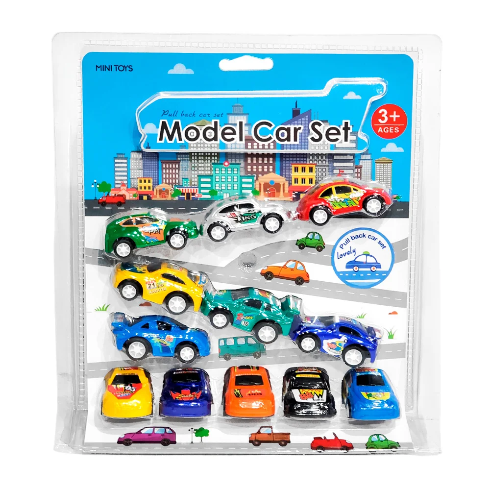 Blíster con 12 mini carritos de fricción, varios modelos y colores / …