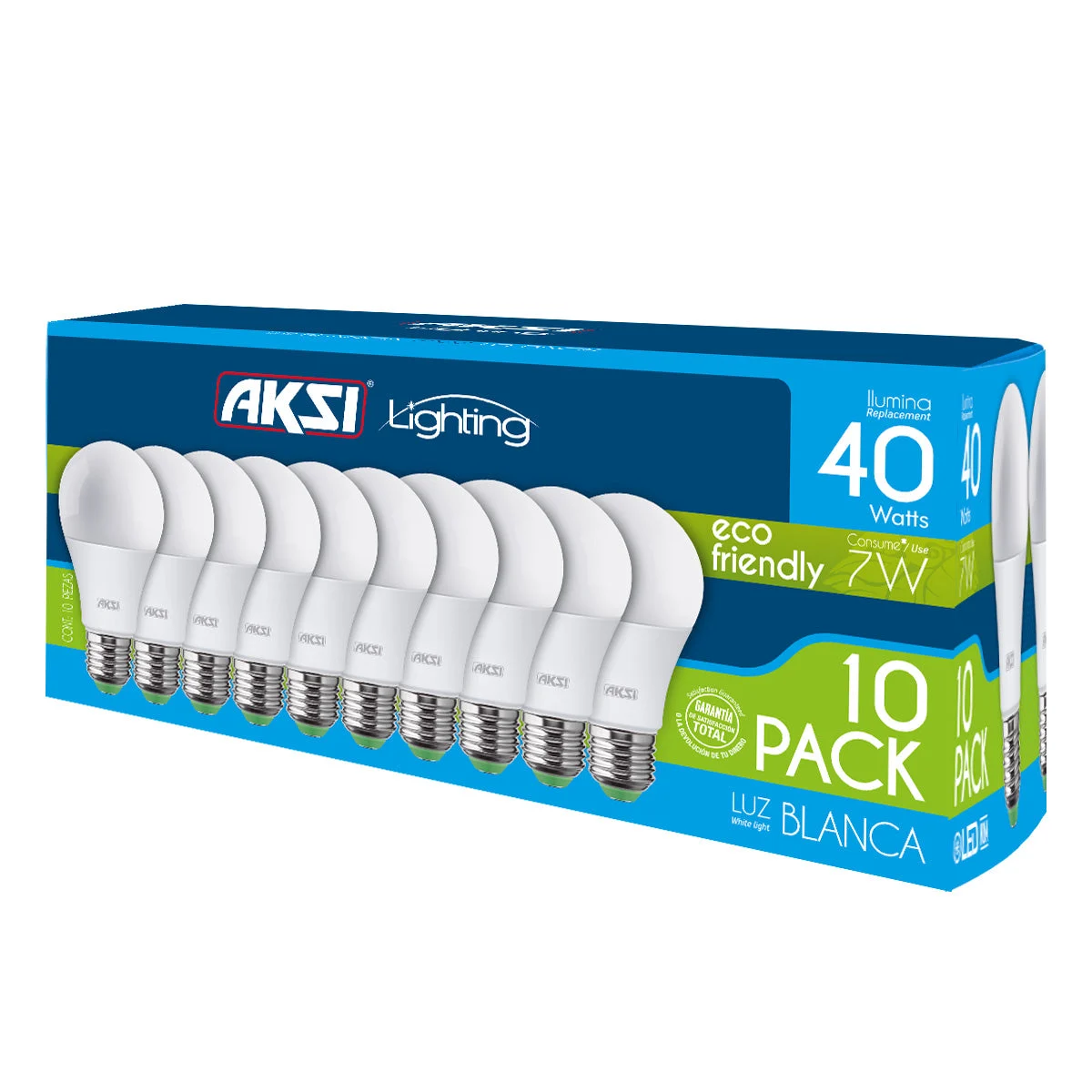 Paquete 10 focos bombillas leds ahorradores de luz blanca aksi con co…