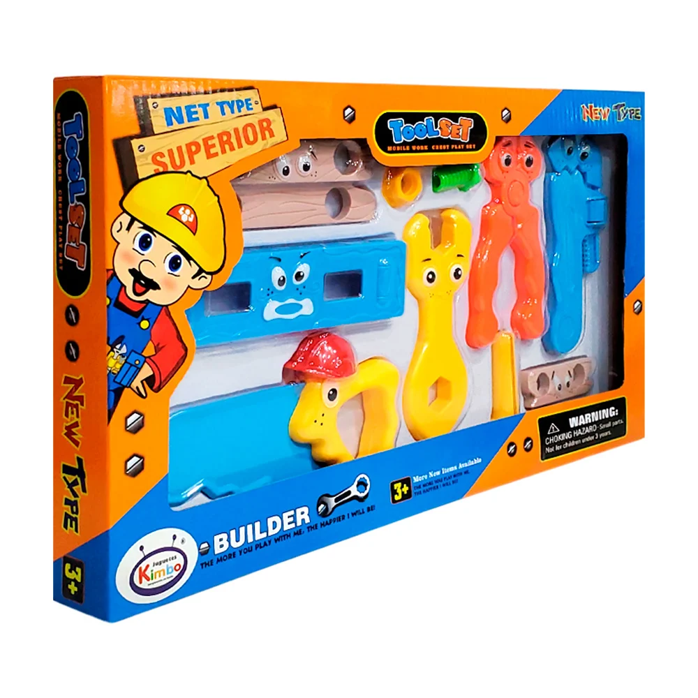 Set de herramientas infantiles de juguete con caritas, varios accesor…