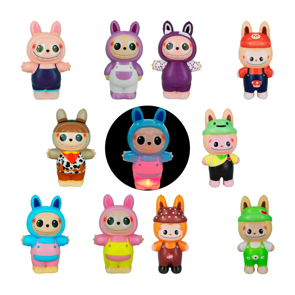 Figura squeeze - antiestrés con forma de labubu + luz led, variedad d…